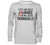 Capzy C’EST Une Belle Journée pour Me Laisser Tranquille Grigio Felpa Maglione Unisex Uomo Donna Grey Unisex Jumper