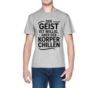 Capzy der Geist Ist Willig Aber der Körper Chillen Grey Men's T-Shirt Tee