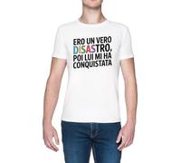 Capzy Ero Un Vero Disastro Poi Lui Mi Ha Conquistata Bianca Uomo Maglietta White Men's T-Shirt Tee