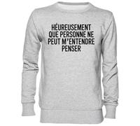 Capzy Heureusement Que Personne Ne Peut M’entendre Penser Grigio Felpa Maglione Unisex Uomo Donna Grey Unisex Jumper