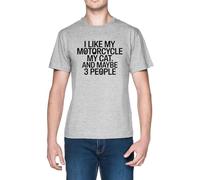 Capzy I Like My Motorcycle My Cat Grey Men's T-Shirt Tee