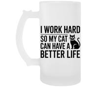 Capzy I Work Hard So My Cat Can Have A Better Life Boccale Di Birra Beer Mug