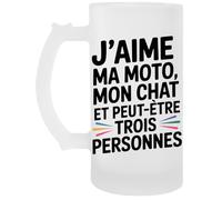 Capzy J’aime Ma Moto Mon Chat Et Peut-Être Un Verre Bière Agresser Tasse Boccale Di Birra Beer Mug