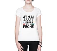 Capzy J’en Ai Assez - Je Pars À La Pêche Bianca Donna Maglietta White Women's T-Shirt Tee