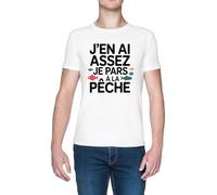 Capzy J’en Ai Assez - Je Pars À La Pêche Bianca Uomo Maglietta White Men's T-Shirt Tee