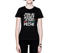 Capzy J’en Ai Assez - Je Pars À La Pêche Nero Donna Maglietta Black Women's T-Shirt Tee