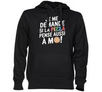 Capzy Je Me Demande Si La Pizza Pense Aussi À Moi Nero Felpa con Cappuccio Maglione Unisex Uomo Donna Black Unisex Hoodie