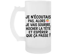 Capzy Je N’écoutais Pas Alors Je Vais Sourire Un Verre Bière Agresser Tasse Boccale Di Birra Beer Mug