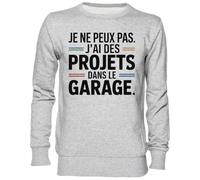 Capzy Je Ne Peux PAS J’ai des Projets Dans Le Garage Grigio Felpa Maglione Unisex Uomo Donna Grey Unisex Jumper