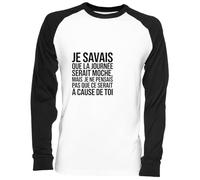 Capzy Je Savais Que La Journée Serait Moche Mais Je Ne Pensais Bianca Unisex Maglietta da Baseball White Unisex Baseball T-Shirt