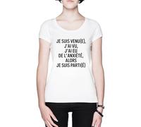 Capzy Je Suis Venu(E) J’ai VU J’ai EU De L’anxiété Bianca Donna Maglietta White Women's T-Shirt Tee