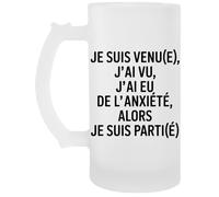 Capzy Je Suis Venu(E) J’ai Vu J’ai Eu De L’anxiété Un Verre Bière Agresser Tasse Boccale Di Birra Beer Mug