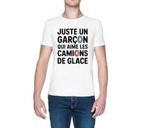Capzy Juste Un garçon Qui Aime Les Camions De Glace Bianca Uomo Maglietta White Men's T-Shirt Tee