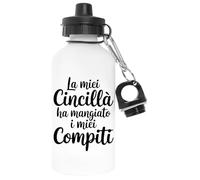 Capzy La Mia Cincillà Ha Mangiato I Miei Compiti Bicchiere Birra Tazza Bianca Bottiglia D'acqua Alluminio Per Esterni Pollutant Free White Water Bottle Aluminium For Outdoors