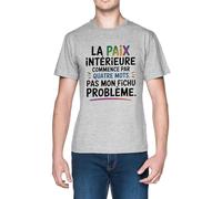Capzy La Paix intérieure Commence Par Quatre Mots Grey Men's T-Shirt Tee
