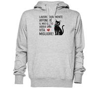 Capzy Lavoro Duramente Affinché Il Mio Gatto Abbia Grigio Felpa con Cappuccio Maglione Unisex Uomo Donna Grey Unisex Hoodie