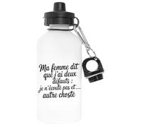 Capzy Ma Femme Dit Que J’ai Deux Défauts Un Verre Bière Agresser Tasse Bianca Bottiglia D'acqua Alluminio Per Esterni Pollutant Free White Water Bottle Aluminium For Outdoors