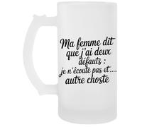 Capzy Ma Femme Dit Que J’ai Deux Défauts Un Verre Bière Agresser Tasse Boccale Di Birra Beer Mug