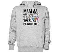 Capzy Mamma Qualunque Cosa La Vita Ti Riservi Grigio Felpa con Cappuccio Maglione Unisex Uomo Donna Grey Unisex Hoodie