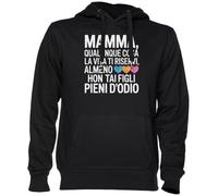 Capzy Mamma Qualunque Cosa La Vita Ti Riservi Nero Felpa con Cappuccio Maglione Unisex Uomo Donna Black Unisex Hoodie