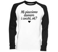 Capzy Mi Piacciono Davvero I Cocchi Ok? Bianca Unisex Maglietta da Baseball White Unisex Baseball T-Shirt