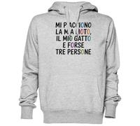 Capzy Mi Piacciono La Mia Moto Il Mio Gatto Grigio Felpa con Cappuccio Maglione Unisex Uomo Donna Grey Unisex Hoodie