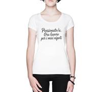 Capzy Pensionatoa Ora Lavoro per I Miei Nipoti Bianca Donna Maglietta White Women's T-Shirt Tee