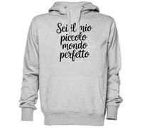 Capzy Sei Il Mio Piccolo Mondo Perfetto Grigio Felpa con Cappuccio Maglione Unisex Uomo Donna Grey Unisex Hoodie