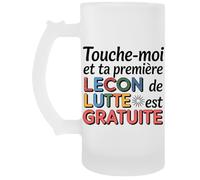 Capzy Touche-Moi Et Ta Première Leçon De Lutte Un Verre Bière Agresser Tasse Boccale Di Birra Beer Mug