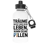 Capzy Träume Nicht Nur Dein Leben Nimm Deine Pillen Glas Bier Becher Tasse Bianca Bottiglia D'acqua Alluminio Per Esterni Pollutant Free White Water Bottle Aluminium For Outdoors