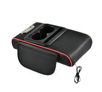Car Armrest Booster Pad | Leather + High Resilience Sponge, 430 g, 35 x 19 x 7 cm | Universal Center Console Elbow Rest With Cup Holder Storage | Armrest Cushion Protector With Ambient Light