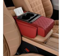 Car Armrest Cushion - Car Center Console Cover with Cup Holder, Storage Bags, Auto Armrest Organizer, Universal Vehicle Arm Rest Cushion Pad (Claret)