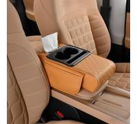 Car Armrest Storage Box - Car Arm Rest Cushion, 5-in-1 Console Cover with Cup Holder & Phone Storage, Ergonomic Comfort for Long Drives (Yellow)