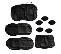 Car Black PU Leather 5-Sits Seat Covers Front Rear Full Cushion Cloth