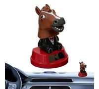 Car Bobble Dashboard - Solar-Powered Cute Horse Head Desk Decor | Car Animal Dashboard Wobble Figure | for Vehicle Truck SUV Sedan Desk Shelf Window Party Home Office