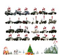 Car Calendar Advent - 24 giorni 2D Acrylic Ornaments, Policeman Transport Vehicle Pendants, 2D Acrylic Car Theme Countdown Calendar | Christmas Tree Decoration for Home, Rearview Mirror, Wall, Window