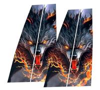 Car Center Pillar Sticker, Glass Decals, Black Wolf Engulfed in Flames Side Door Window Shield, Posts Molding Cover, Custom Decor for 18.9x9.84 Inches Enhanced Vehicle Styling
