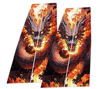 Car Center Pillar Sticker, Glass Decals, Black Wolf Engulfed in Flames Side Door Window Shield, Posts Molding Cover, Custom Decor for 18.9x9.84 Inches Enhanced Vehicle Styling