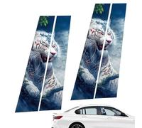 Car Center Pillar Sticker, Glass Decals, Black Wolf Engulfed in Flames Side Door Window Shield, Posts Molding Cover, Custom Decor for 18.9x9.84 Inches Enhanced Vehicle Styling