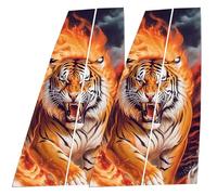 Car Center Pillar Sticker, Glass Decals, Black Wolf Engulfed in Flames Side Door Window Shield, Posts Molding Cover, Custom Decor for 18.9x9.84 Inches Enhanced Vehicle Styling