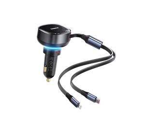 Car Charger Baseus Enjoyment USB-C with USB-C cable and Lightning 60W (black)