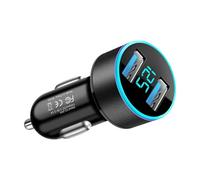 Car Charger, Fast Charging Adapter, Smart Digital Display, Overheat Protection Technology 2.52x1.22 Inches for Long Distance Driving, Road Trip Convenience, Truck and Ride-Share Daily Commute Use