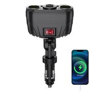 Car Charger for Cell Phone, Two Port Angle Adjustable Vehicles Chargers, Overload Protection Vehicle Charger, Car Accessories for Suvs and Mpvs, 6,69 × 3,62 × 1,45 pollici, Black