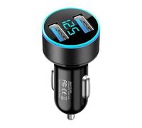 Car Charger, Phone Adapter Double Port Display, Smart Overheat Protection, Compact and Lightweight Travel Necessity, for Road Trip Commute Truck Driving Use, 2,52 x 1,22 pollici