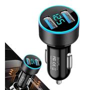 Car Charger USB, Type-C 2-Port Charging Adapter 2.52x1.22 Inches, Smart Digital Display, Overheat Protection for Road Trip, Truck, Commute, Ride-Sharing, Long-Distance Driving