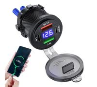 Car Charger With LED Digital Voltage Display - PD & QC3.0 Fast Charging Adapter | USB-C + USB-A Power Station For Motorcycles, Cars, And Trucks | 12V-24V Waterproof Rapid Charger