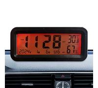 Car Clock - 6.50x4.53x1.26 Inches Tiny Backlight Hygrometer Clock, LED Solar-Powered Time Piece, Interior Decoration Timer For Truck | Auto Automotive Scooter Sedan Pickup Air Vent Driving