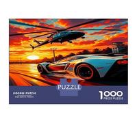 Car Copter Sunset 1000 Pezzi Puzzle Per Adulti High-Speed Pursuit Vibe Set Puzzle Cartone Robusto - Puzzle Coppia Ultra Difficile, Top Valutato, Attività Perfetta in Casa Per Tutti 52x38cm/1000pcs