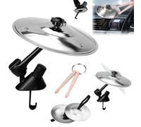 Car Cymbals - Tamburo per auto, per crash bacini, per auto, mini bacini, design girevole, 3 pezzi, per gli amanti della musica, tutti i tipi di veicoli (argento)