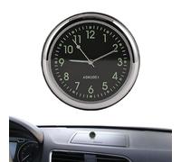 Car Dashboard Clock, Auto Thermometer Hygrometer, 4 cm Compact Analog Timepiece, Clear Display, Mount, Black Silver, for Truck RV Boat Interior ABS